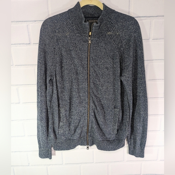 Banana Republic Navy Performance Linen Full Zip Sweater - Picture 1 of 4
